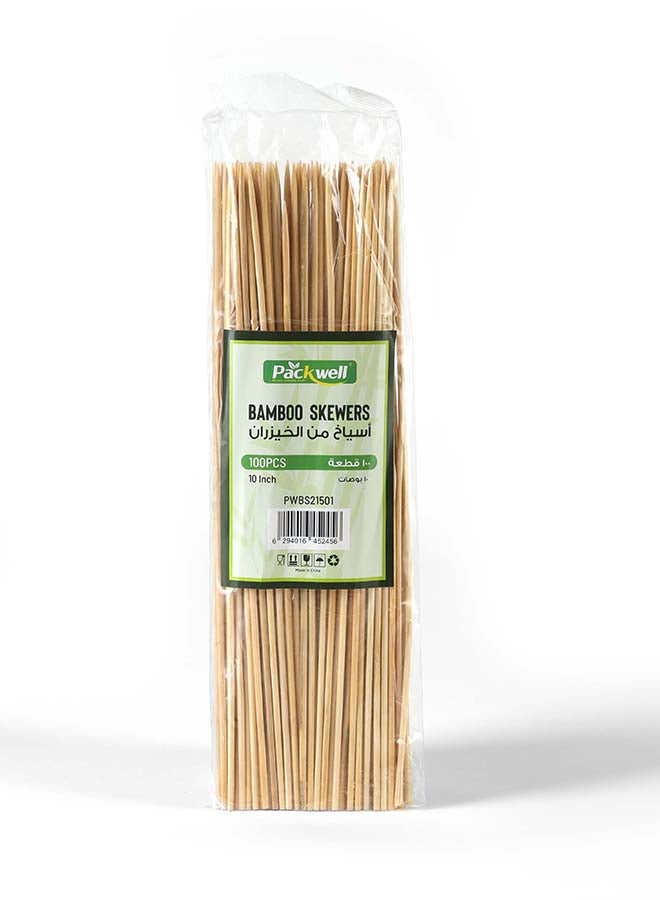 Packwell Bamboo Skewers, 25.4 cm, 100 Pieces - Image 1