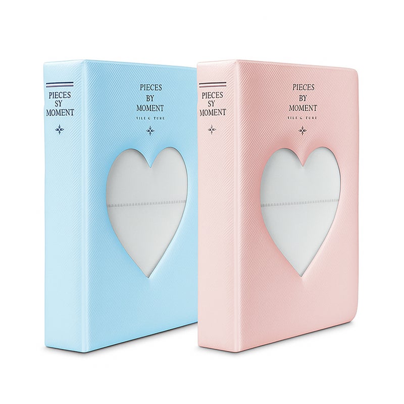 O Ozone (عبوة من 2) ألبومات صور بتصميم قلب مجوف مع 64 جيب لكاميرات فوجي فيلم إنستكس ميني 11 90 70 50S 26 25 9 8 8+ 7S وكاميرات بولارويد سناب Z2300 PIC-300P - وردي/أزرق - Image 1