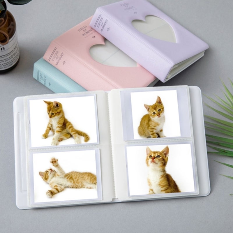 O Ozone (عبوة من 2) ألبومات صور بتصميم قلب مجوف مع 64 جيب لكاميرات فوجي فيلم إنستكس ميني 11 90 70 50S 26 25 9 8 8+ 7S وكاميرات بولارويد سناب Z2300 PIC-300P - وردي/أزرق - Image 4