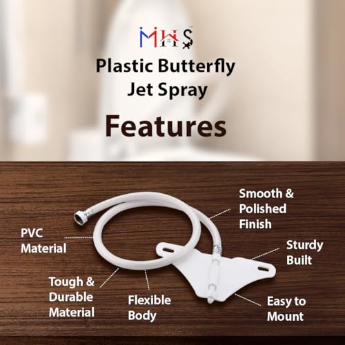 MHS Butterfly Type Toilet Jet Spray with Heavy-Duty Hose Pipe & Brass Nut | Health Faucet for Bathroom | Hands-Free, Rust-Free, Made in India (Plastic, 1.5 Meter) - Image 2