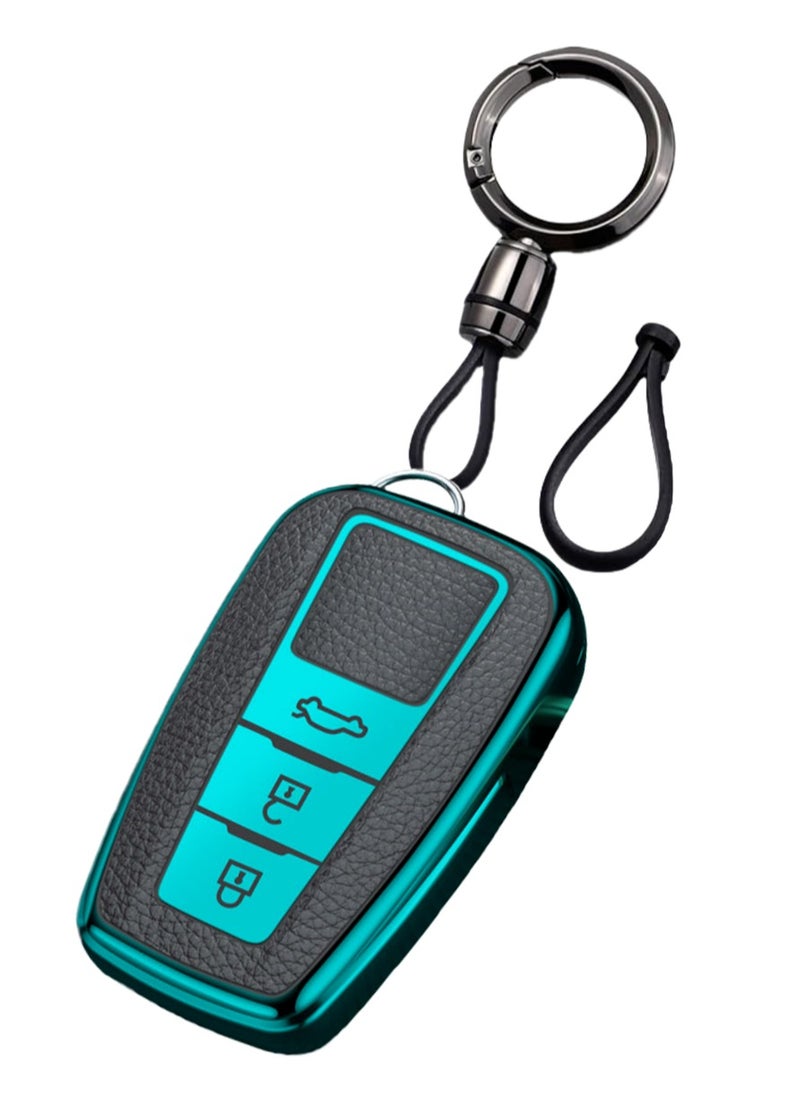 OUYoo - OUYoo for Toyota Key Fob Cover with Toyota Keychain, Car Key Fob Case Compatible with Toyota 2018-2024 Camry RAV4 Highlander Avalon C-HR Prius Corolla GT86,With keychain (Green) - Image 1