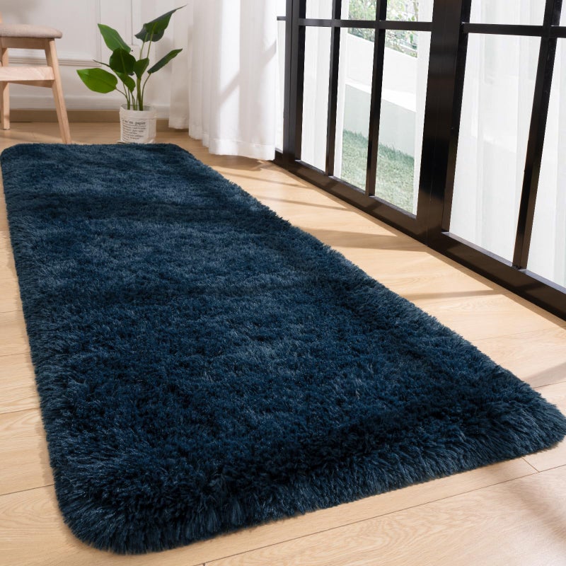 Przemy Fluffy Runner Rug for Bedroom Living Room  2x6 Feet Navy Blue Shag Area Rugs  Soft Fuzzy Carpet for Bedside Nursery Kids Room College Dorm  Plush Throw Rug for Home Decor - Image 3
