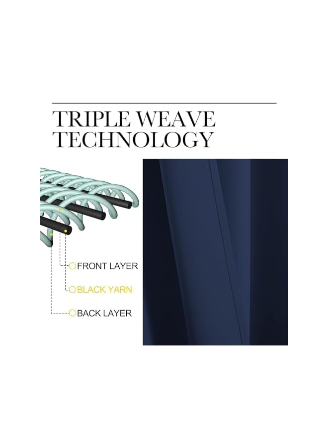 The Bros Patio Door Curtains, 1 Panel Extra Wide Grommet Curtain Panel, Thermal Blackout Curtains Room Divider, Sliding Glass Door Drapes, Sliding Door Curtains for Living Room (Blue) - Image 3