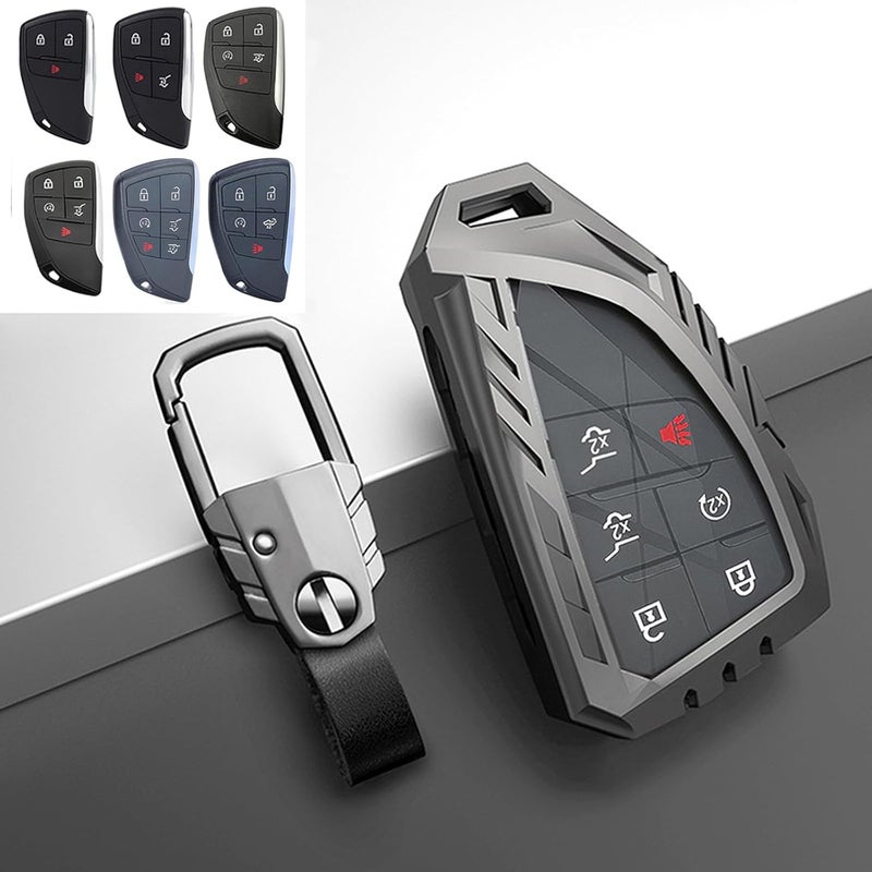 Zinc Alloy Key Fob Cover Gray 360° Full Protection Smart Key Case - Durable Premium Touch Car Key Protector for Chevrolet Suburban Tahoe GMC Yukon 2021 2022 3/4/5/6 Button Keyless Entry - Image 4