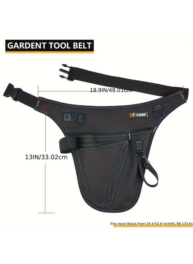 ميلوتوف حقيبة حزام أدوات حديقة قابلة للتعديل ثقيلة الوزن، منظم متعدد الجيوب باللون الأسود - Image 3
