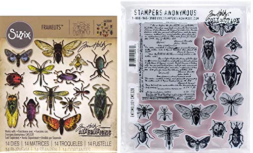 Tim Holtz Entomology - Stampers Anonymous Cling Stamps and Sizzix Framelits Die Set - Two Item Bundle - Image 1