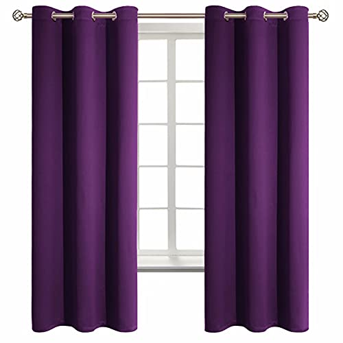 BGment Blackout Curtains  Grommet Thermal Insulated Room Darkening Bedroom and Living Room Curtain Set of 2 Panels 42 x 63 Inch Royal Purple