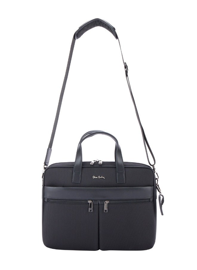 pierre cardin Premium Business Laptop Briefcase 15.6-Inch Laptop Bag Large Capacity Messenger Bag Soft Top Handle Handbag with Long Straps Travel Office Work Black  - Image 2
