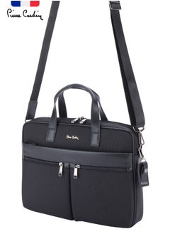 pierre cardin Premium Business Laptop Briefcase 15.6-Inch Laptop Bag Large Capacity Messenger Bag Soft Top Handle Handbag with Long Straps Travel Office Work Black  - Image 1