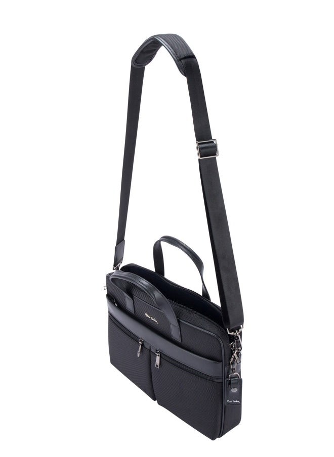 pierre cardin Premium Business Laptop Briefcase 15.6-Inch Laptop Bag Large Capacity Messenger Bag Soft Top Handle Handbag with Long Straps Travel Office Work Black  - Image 3