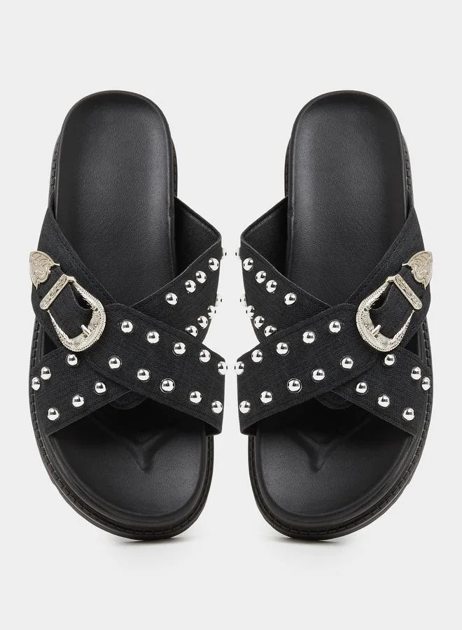 Take Two  Women Platform Rivet Slides for Women | Best Price UAE