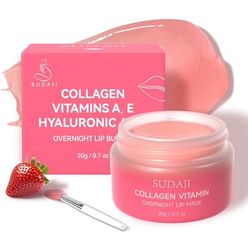 SUDAJI Collagen Lip Mask, Hydrating Lip Balm, Lip Moisture with Hyaluronic Acid & Vitamins E, A- Overnight Sleeping Nourishing Lip Butter Balm for Dry Lips 0.7 Ozâ€‹â€‹ - Image 1