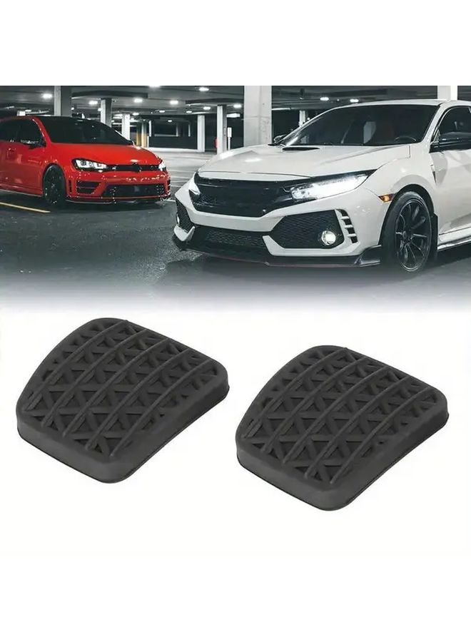 2pcs Anti Slip Rubber Brake Clutch Pedal Covers Black Stitched Design Enhanced Grip Comfort Universal Fit Vehicle Maintenance Durable Rubber Material - Image 1