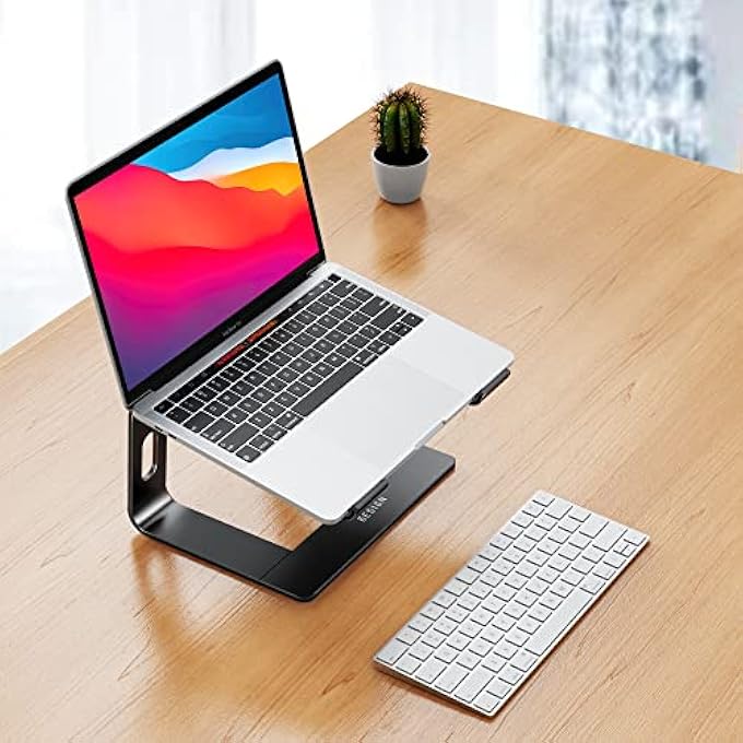 rayihni LS03 ALUMINUM LAPTOP STAND, ERGONOMIC DETACHABLE COMPUTER STAND, RISER HOLDER NOTEBOOK STAND COMPATIBLE WITH AIR, PRO, DELL, HP, LENOVO MORE 10-15.6" LAPTOPS (BLACK) - Image 2