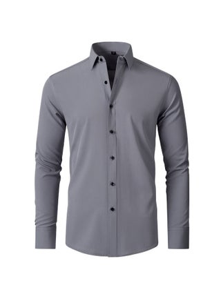 Stretch Non-Iron Anti-Wrinkle Shirt, Men Long Sleeve Button Wrinkle Free Slim Fit Business Shirt Grey - pzsku/Z243EC2F9232A741FD4CEZ/45/_/1692070522/e3eeff3a-7b45-4b4c-bb76-eeeb01ed1209