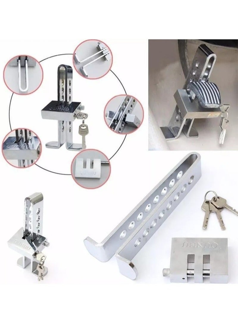 Pedal Lock Brake Pedal Lock  Stainless Steel 8 Holes Clutch Lock Anti Theft Clutch Lock Car Brake Safety Lock Tool Gas Pedal Lock - Image 3