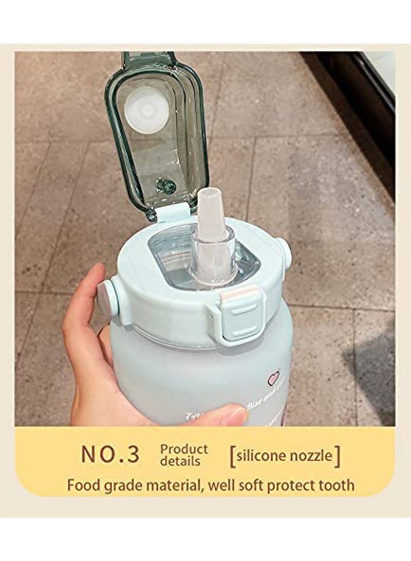 GT-Wheel Large 2L Motivational Water Bottle with Time Marker & Straw, Leakproof Tritan BPA Free Water Jug, Ensure You Drink Enough Water Daily for Fitness, Gym, and Outdoor Sports  - Image 3