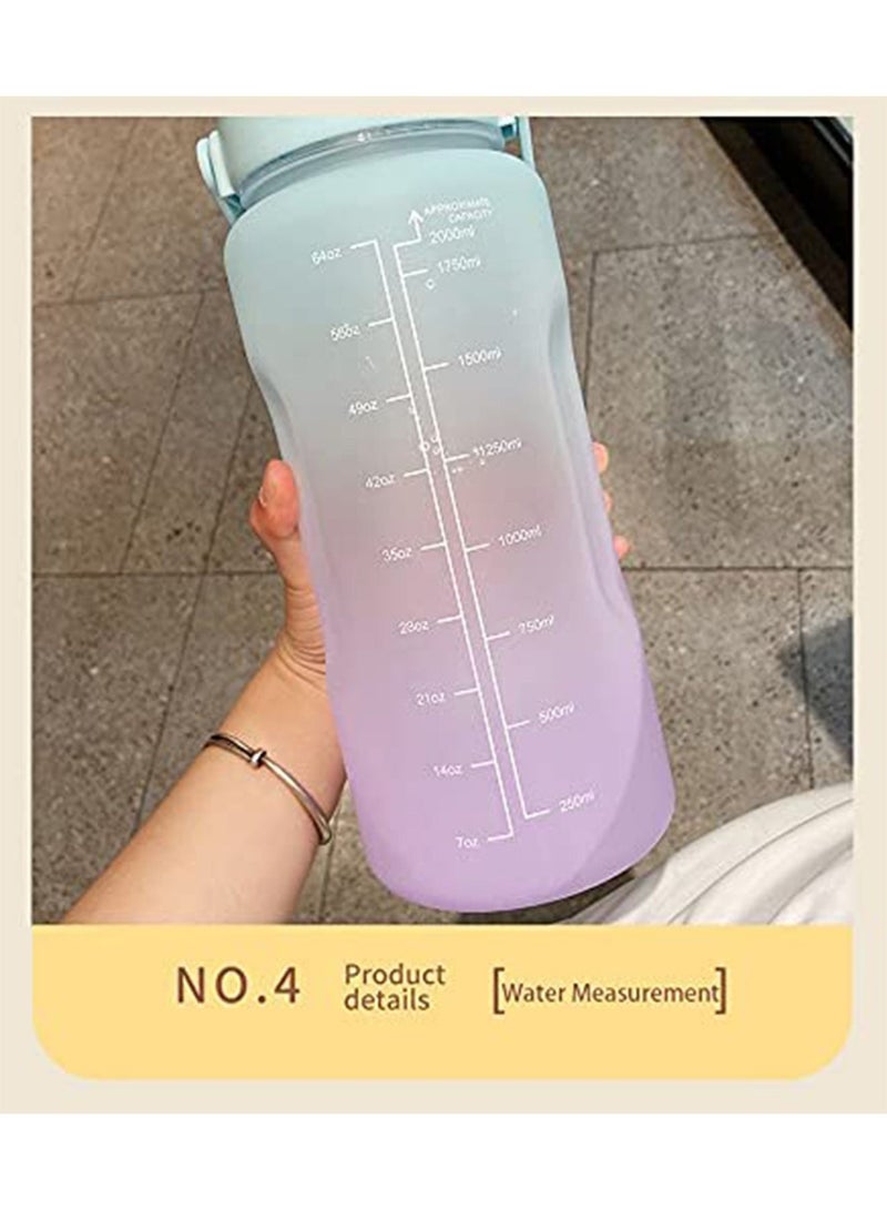 GT-Wheel Large 2L Motivational Water Bottle with Time Marker & Straw, Leakproof Tritan BPA Free Water Jug, Ensure You Drink Enough Water Daily for Fitness, Gym, and Outdoor Sports  - Image 5
