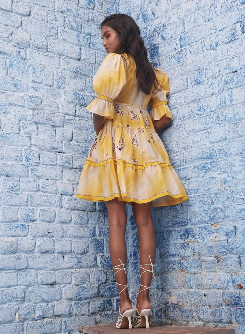 بهاني بواسطة جيوتي MACROON YELLOW MINI DRESS
