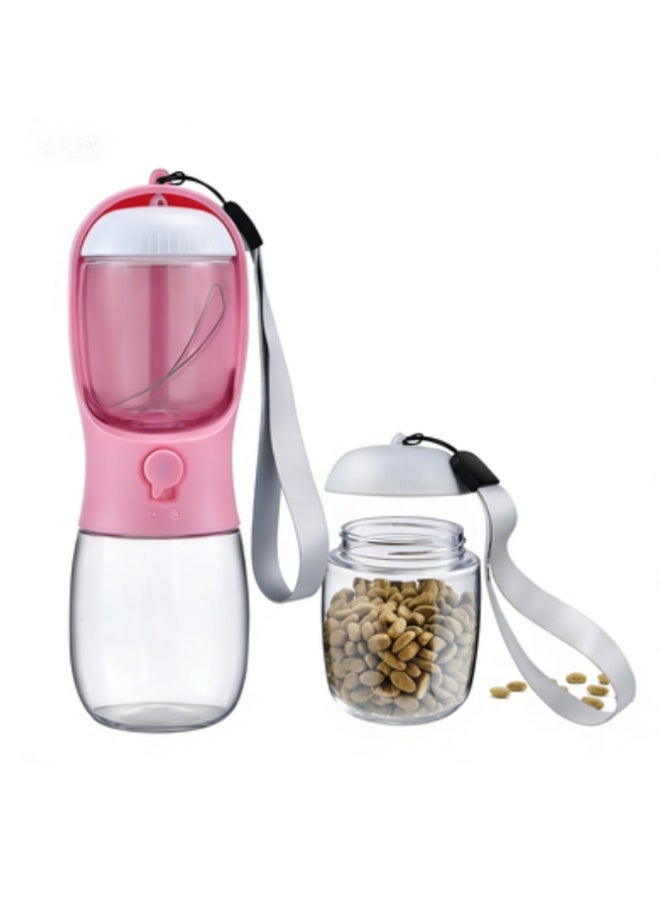 500ML Dog Water Bottle With Food Container, Travel Dog Water Bowl, Portable Pet Dispenser, high temperature resistance，Dog Gift Accessories, Essential Items For Dogs, Suitable For York Cat Walking And Hiking, Pink - Image 1