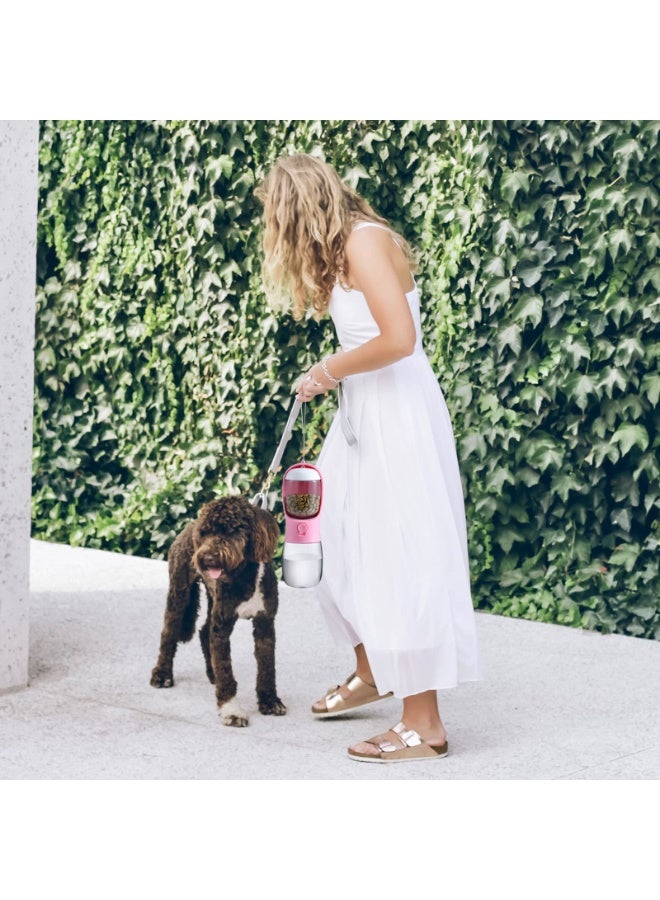 500ML Dog Water Bottle With Food Container, Travel Dog Water Bowl, Portable Pet Dispenser, high temperature resistance，Dog Gift Accessories, Essential Items For Dogs, Suitable For York Cat Walking And Hiking, Pink - Image 5