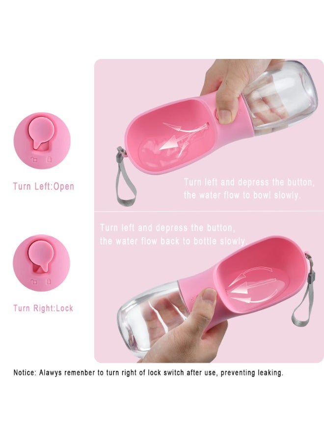 500ML Dog Water Bottle With Food Container, Travel Dog Water Bowl, Portable Pet Dispenser, high temperature resistance，Dog Gift Accessories, Essential Items For Dogs, Suitable For York Cat Walking And Hiking, Pink - Image 4