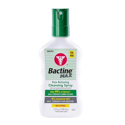 Bactine MAX بخاخ تنظيف الإسعافات الأولية MAX مع 4 ليدوكائين لتخفيف الآلام للجروح الطفيفة والحروق ولدغات الحشرات 5 أونصات - Image 1