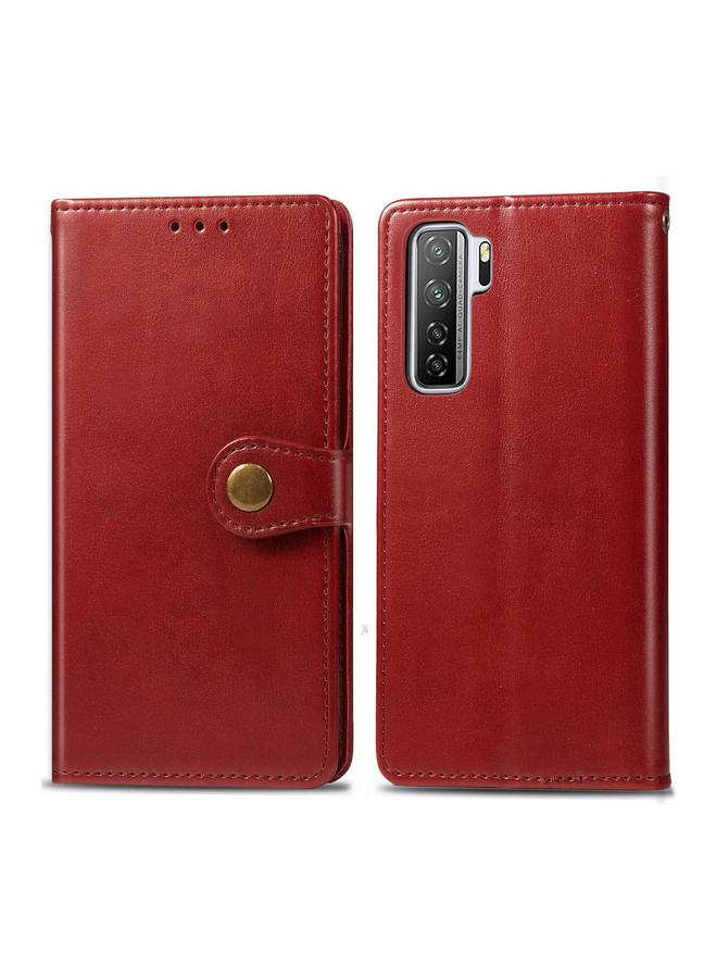 اس-توب جراب لهاتف Huawei Nova 7 SE/P40 Lite 5G جراب هاتف جلدي بلون سادة عتيق مع حبل وإطار صورة وفتحة بطاقة ومحفظة ووظيفة حامل - Image 1