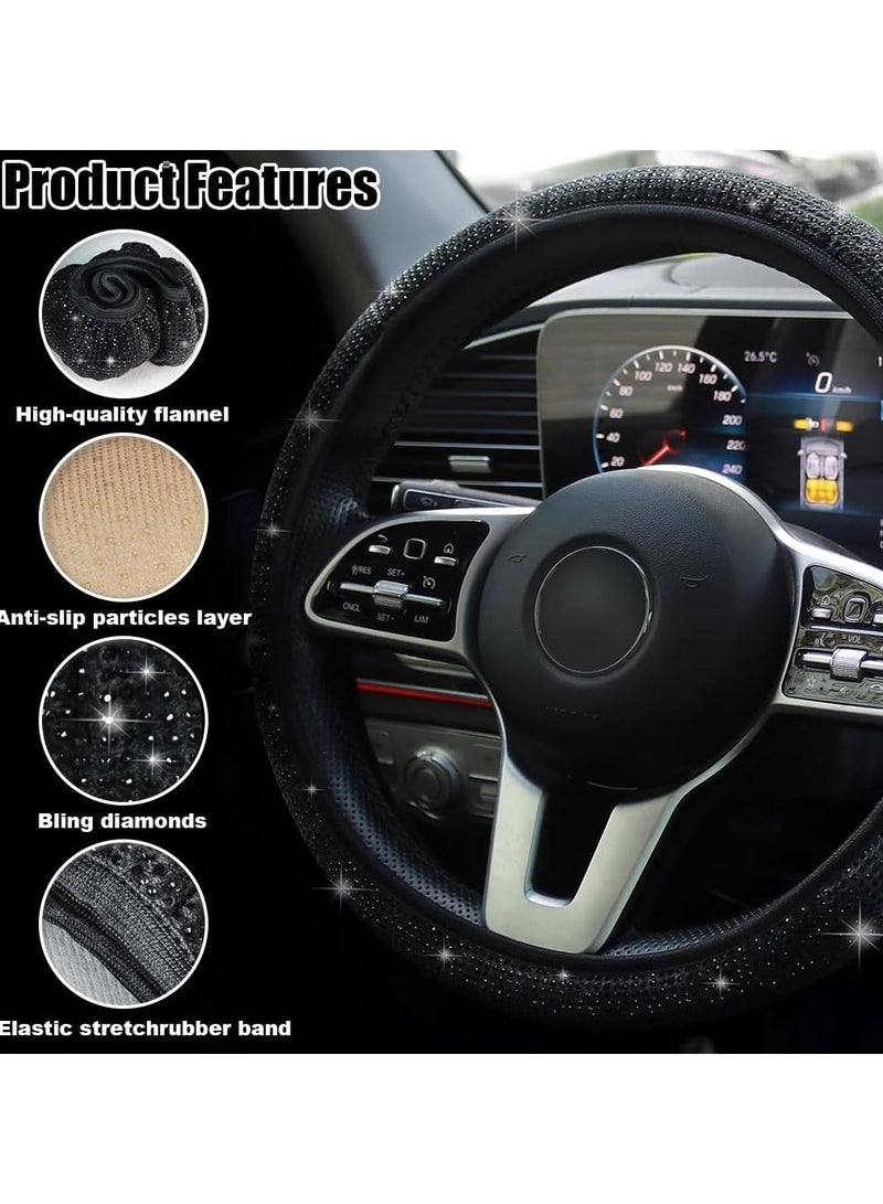 Generic Shiny Diamond Car Steering Wheel Cover, Universal Size, Shiny Breathable Auto Parts Steering Wheel Protector, Sports Car, Car Interior Modification - Image 2