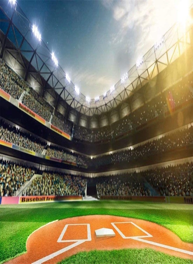 BELECO 7x5ft Baseball Backdrop Bootball Stadium Photography Backdrop for Birthday Party Decoration Games Photo Background Props - Image 1