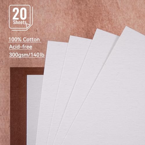Lightwish Watercolor Sketchbook100 Cotton Acid Free Watercolor Journal300gsm140lb Cold Press Watercolor Paper for ArtistsAdultsStudents20 Sheets925 63 Inches - Image 3