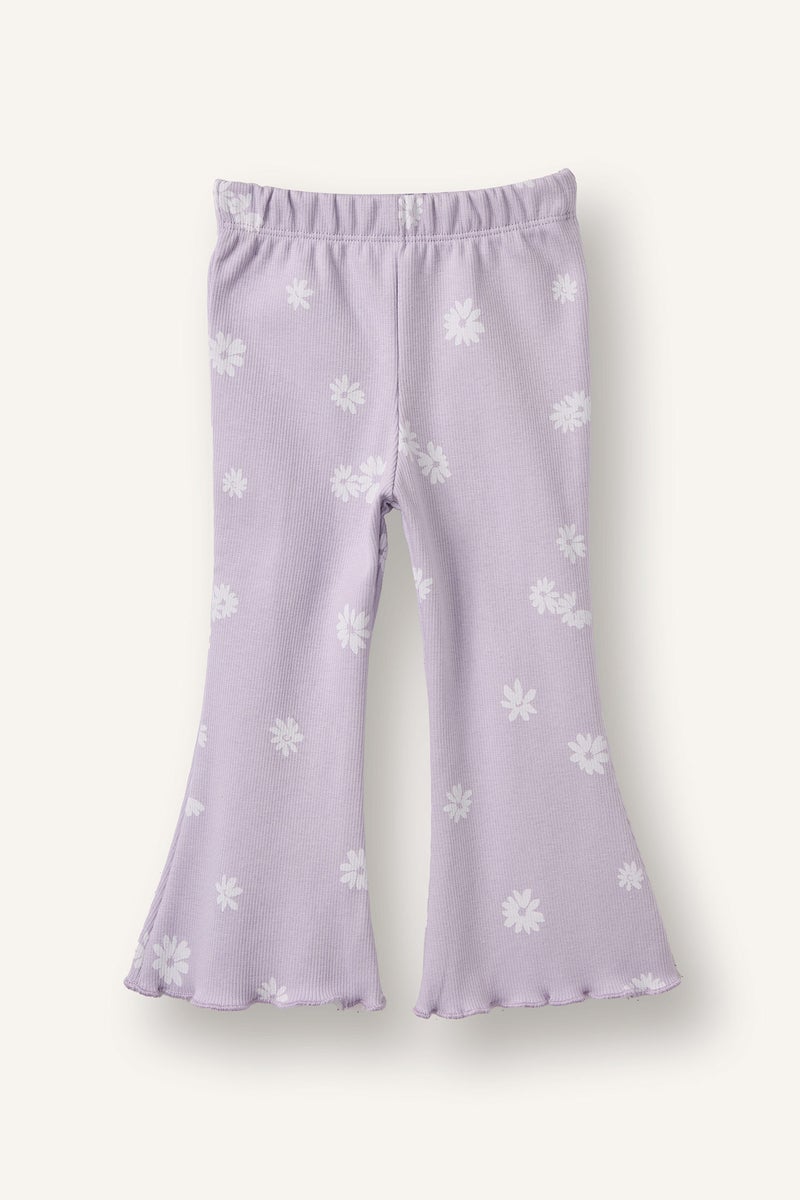 DeFacto Purple BabyGirl Baby Girl Flare Floral Leggings Casual - Image 1