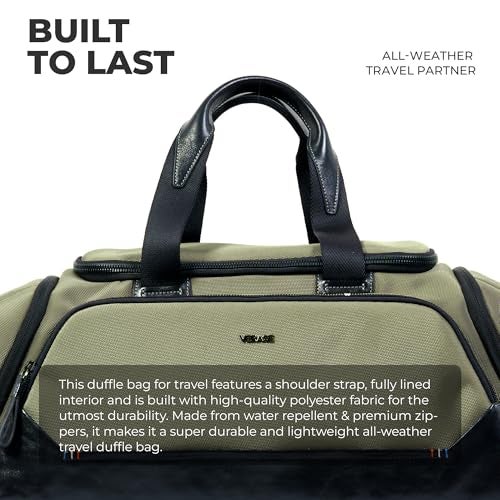 VERAGE Luxe Peak Travel Duffle Bag – Durable Compact Travel Bag with Multiple Pockets, Comfortable Handles, Detachable Sling Strap, Water-Resistant Material, and Spacious Design (Army Green) - Image 4