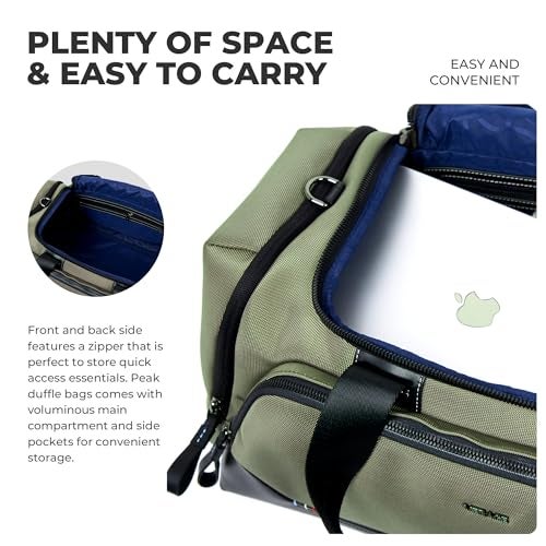 VERAGE Luxe Peak Travel Duffle Bag – Durable Compact Travel Bag with Multiple Pockets, Comfortable Handles, Detachable Sling Strap, Water-Resistant Material, and Spacious Design (Army Green) - Image 5