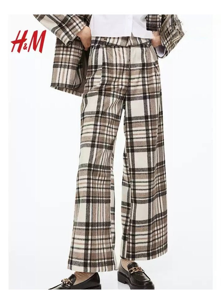 H and M - HM Casual Straight Satin Wide Leg Pants And Trousers - Image 1