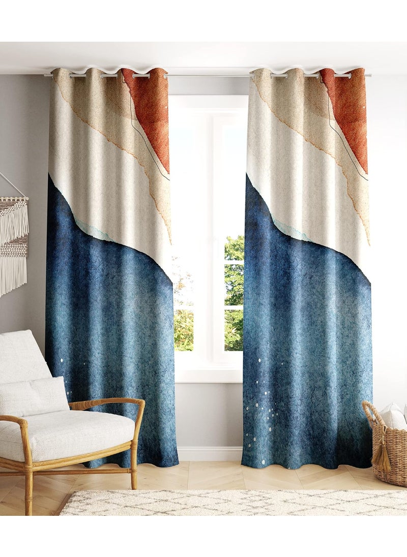 Lush Decor - Lush Décor Polyester Floral Grommet Blackout Door Curtain, 7 Feet, Denim Blue, Pack of 2 - Image 1