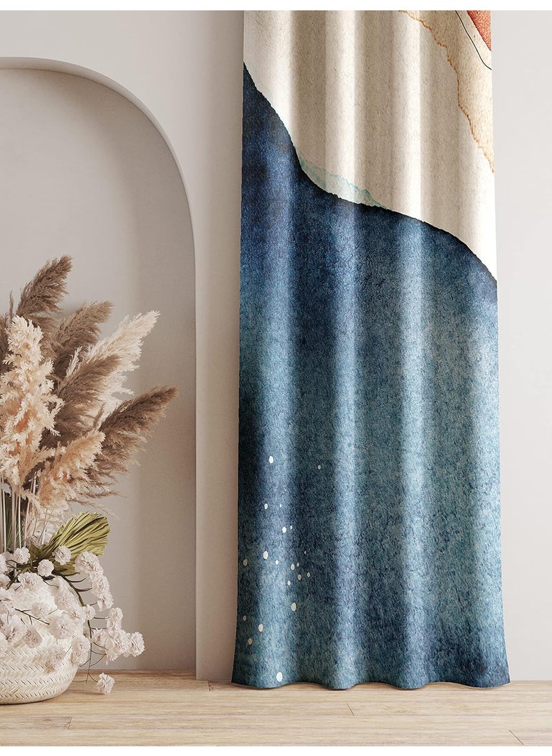 Lush Decor - Lush Décor Polyester Floral Grommet Blackout Door Curtain, 7 Feet, Denim Blue, Pack of 2 - Image 1