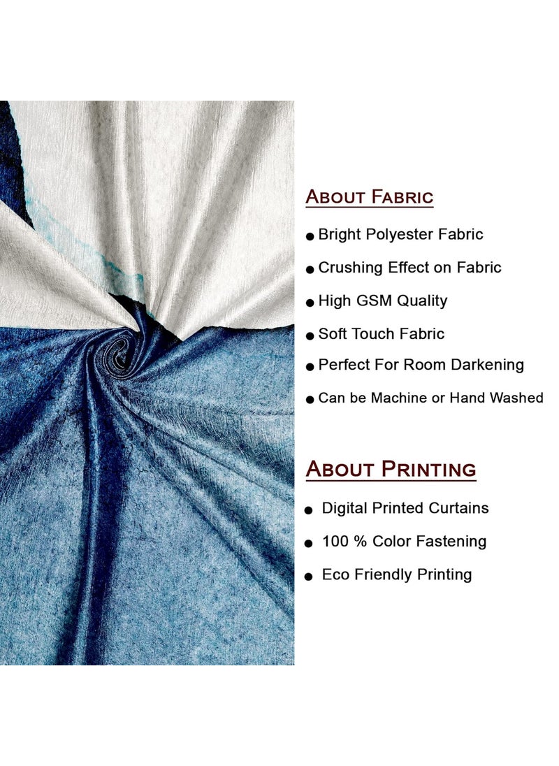 Lush Decor - Lush Décor Polyester Floral Grommet Blackout Door Curtain, 7 Feet, Denim Blue, Pack of 2 - Image 1