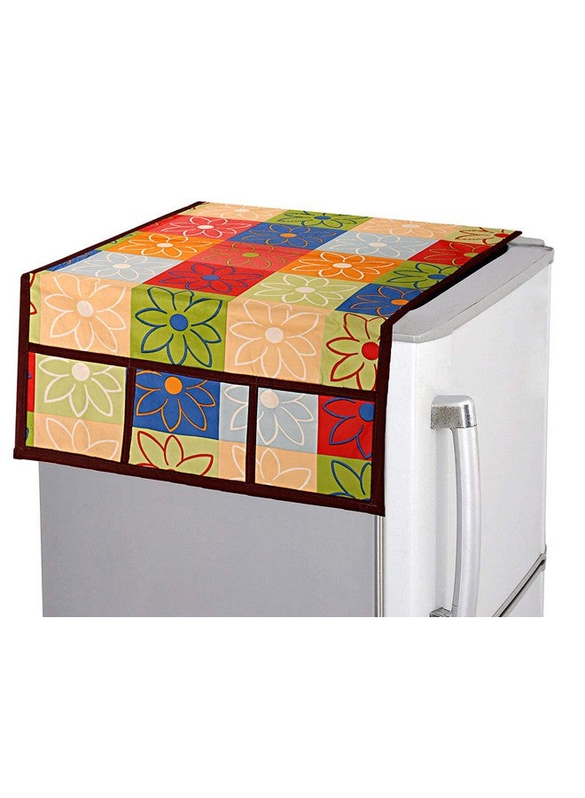 Kuber Industries Flower Design PVC Fridge Top Cover, Protect for Scratches, Waterproof, Wear & Tear and Dust with 6 Utility Side Pockets (Blue)-HS_38_KUBMART21069, Standard - Image 1