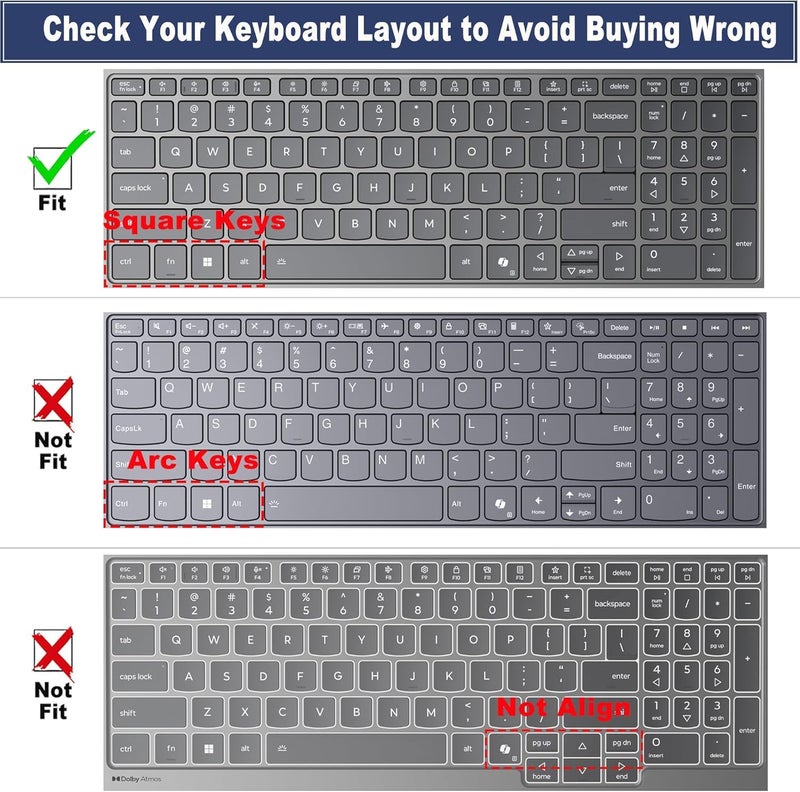 RAYA Silicone Keyboard Cover for Lenovo Ideapad Slim3 / Slim5 Gen10 15inch and 16inch Laptops [83N30020IN / 83N3002QIN / 83K100C6IN / 83K100CJIN / 83K100C9IN / 83KA0048IN / 83HS000XIN] (Black) - Image 2