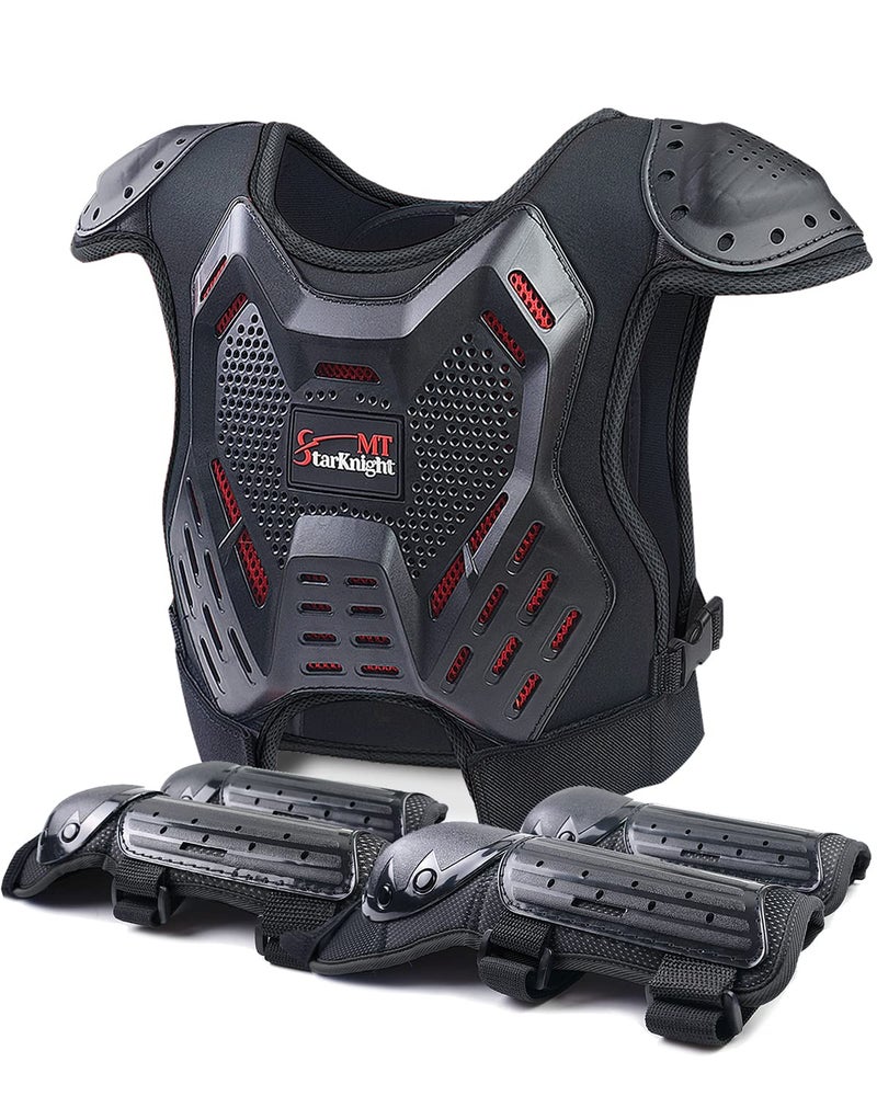 StarknightMT Kids Dirt Bike Gear - Youth Motorcycle Riding Protective Gear ATV Chest Protector Motocross Armor Suit for Boys Girls Mountain Biking Cycling, Black - Image 1