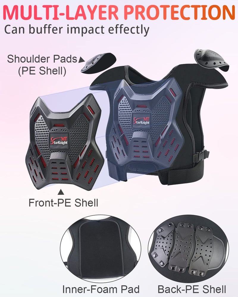 StarknightMT Kids Dirt Bike Gear - Youth Motorcycle Riding Protective Gear ATV Chest Protector Motocross Armor Suit for Boys Girls Mountain Biking Cycling, Black - Image 3