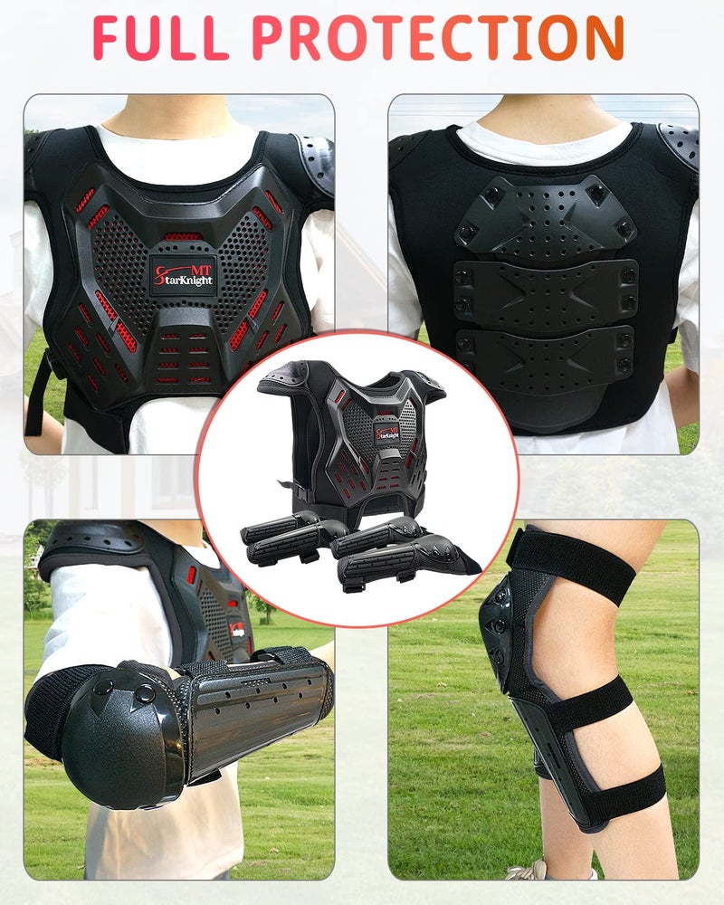 StarknightMT Kids Dirt Bike Gear - Youth Motorcycle Riding Protective Gear ATV Chest Protector Motocross Armor Suit for Boys Girls Mountain Biking Cycling, Black - Image 4