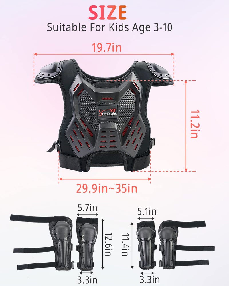 StarknightMT Kids Dirt Bike Gear - Youth Motorcycle Riding Protective Gear ATV Chest Protector Motocross Armor Suit for Boys Girls Mountain Biking Cycling, Black - Image 5