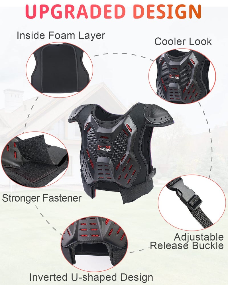 StarknightMT Kids Dirt Bike Gear - Youth Motorcycle Riding Protective Gear ATV Chest Protector Motocross Armor Suit for Boys Girls Mountain Biking Cycling, Black - Image 2