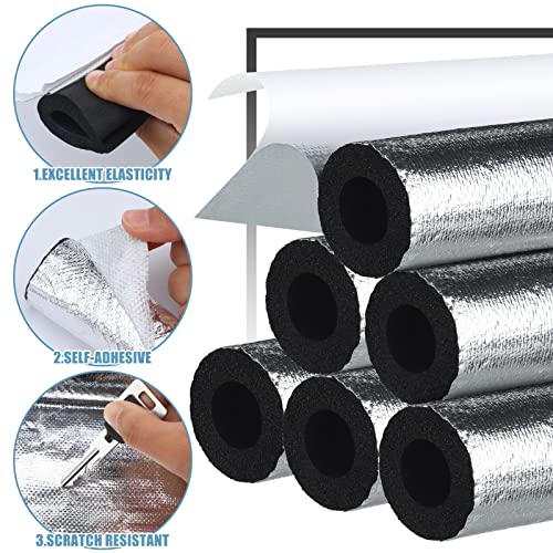 Kingdder 6 Pcs Pipe Insulation Foam Tube Self Adhesive Insulation Wrap for Copper Pipe Pre Slit Clamp Highly Insulated Foam for Outdoor Winter Irrigation, Sprinkler(1.3 Ft x 1.89 Inch) - Image 3
