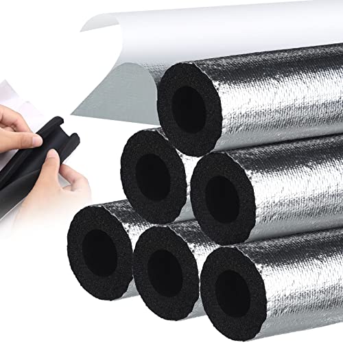 Kingdder 6 Pcs Pipe Insulation Foam Tube Self Adhesive Insulation Wrap for Copper Pipe Pre Slit Clamp Highly Insulated Foam for Outdoor Winter Irrigation, Sprinkler(1.3 Ft x 1.89 Inch) - Image 1