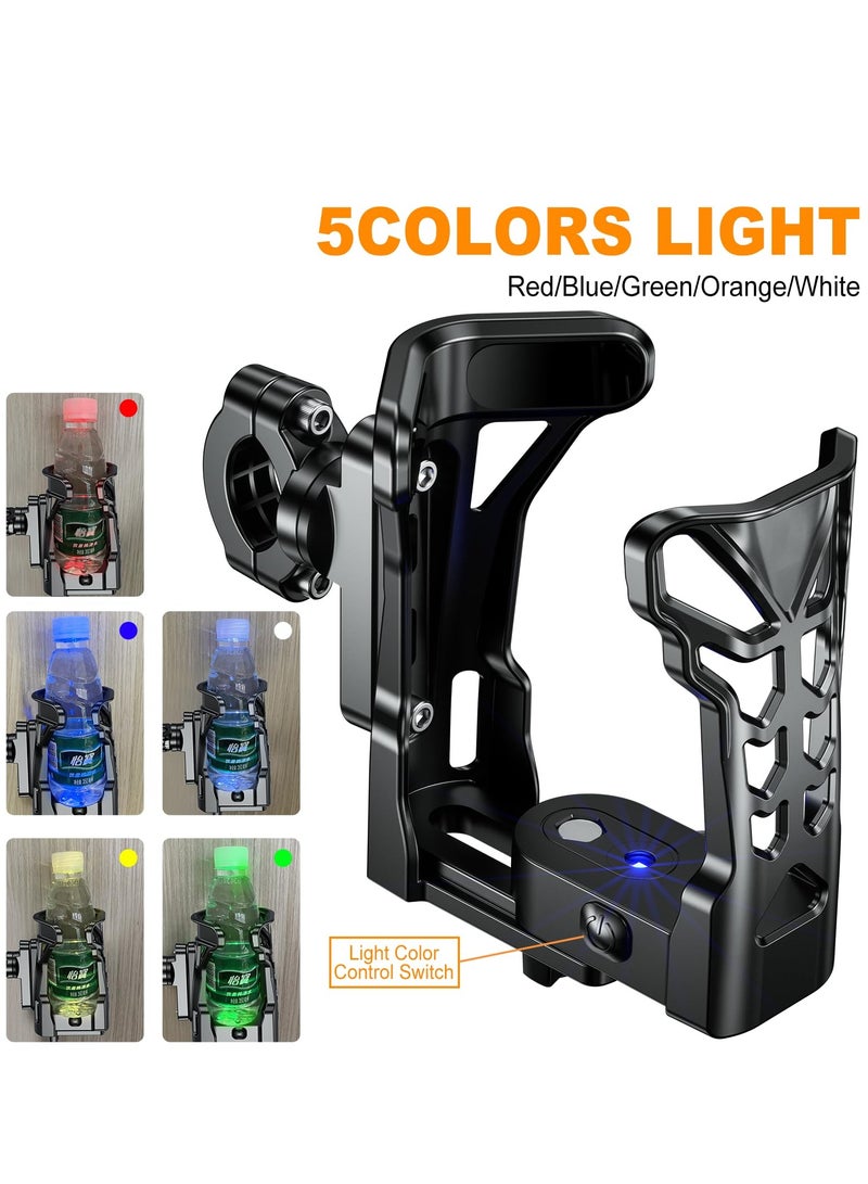 Generic Motorcycle ATV Cup Holder, Upgraded Motorcycle Drink Holder Handlebar, Bike Water Bottle Holder with Atmosphere Light, 360° Rotation Expandable Design, Max Load 32oz for Scooter Bike Motorcycle - Image 4