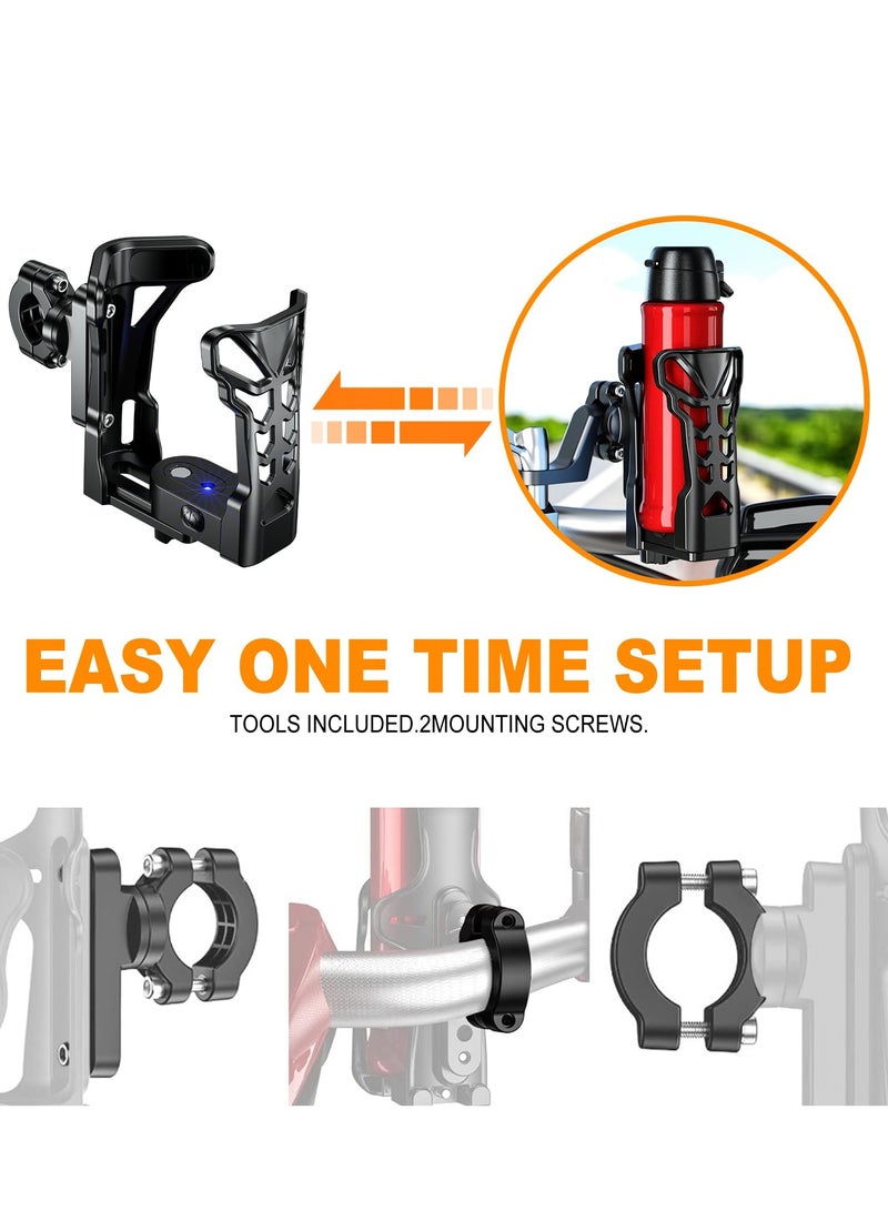 Generic Motorcycle ATV Cup Holder, Upgraded Motorcycle Drink Holder Handlebar, Bike Water Bottle Holder with Atmosphere Light, 360° Rotation Expandable Design, Max Load 32oz for Scooter Bike Motorcycle - Image 3