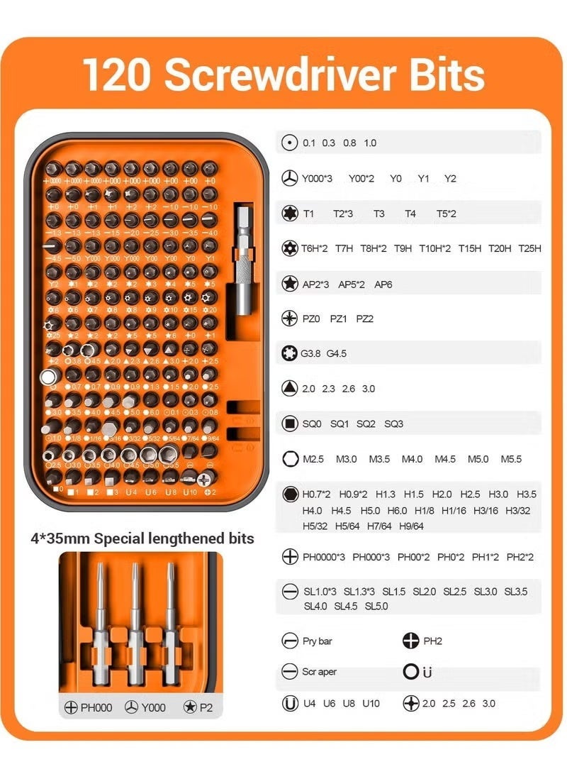 ELTRAZONE 130 in 1 Precision Screwdriver Set with 121 Magnetic Bits, Electronics Repair Tool Kit with Tweezers, Flat Phillips Pentalobe Torx Star Bits for Computer, Phone, PC, Laptop & Game Console - Image 5